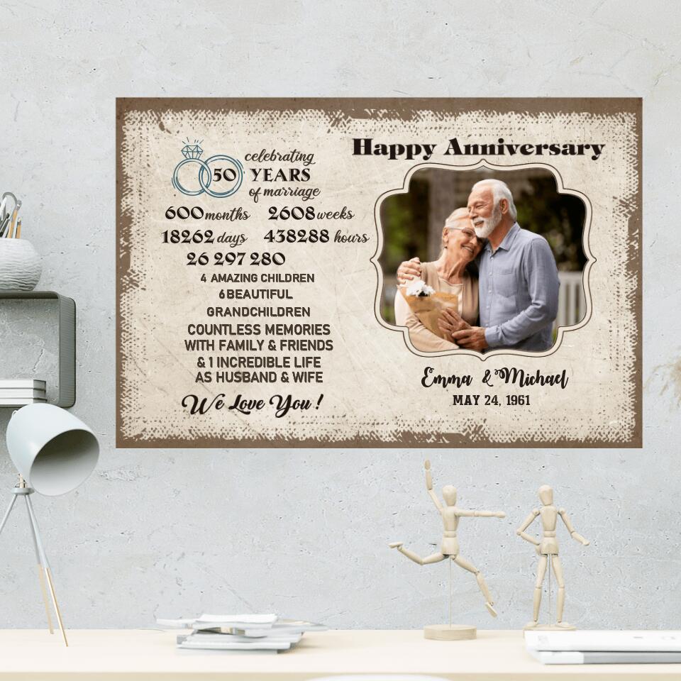 Celebrating 50 Years Of Marriage Custom Canvas Poster 50th Anniversary Gift For Couples - Image 3