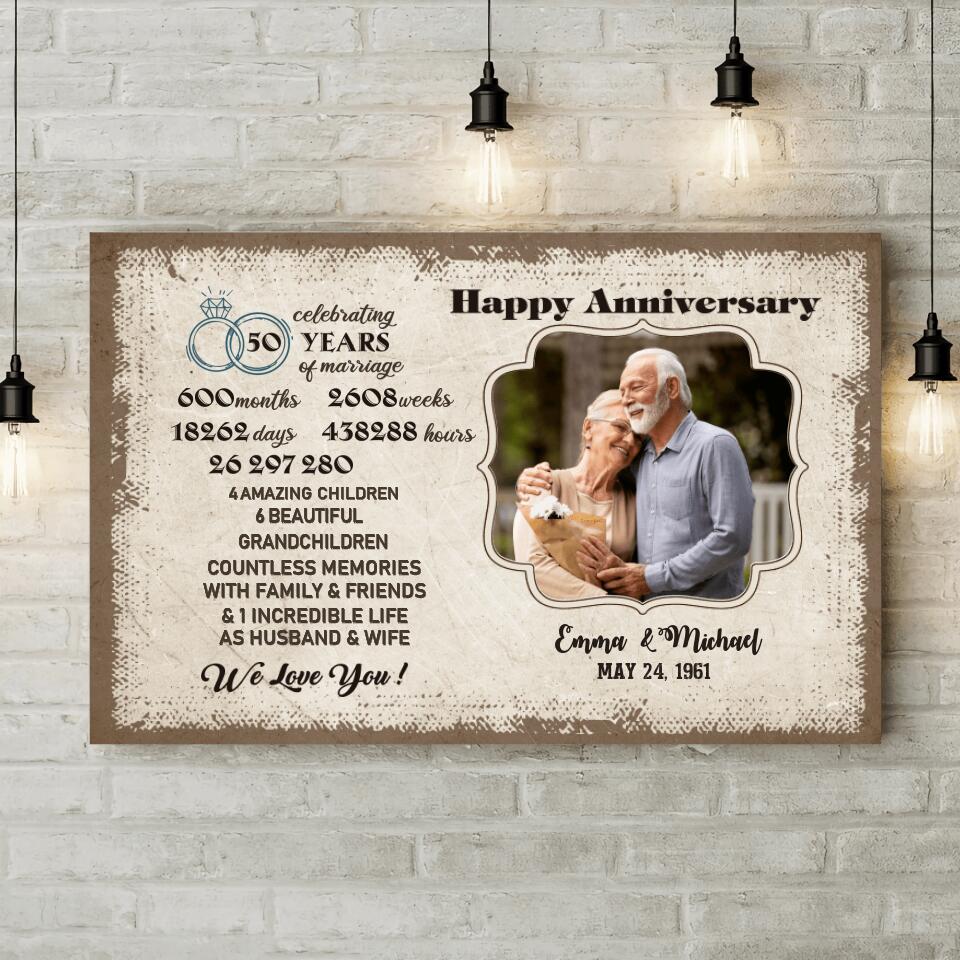 Celebrating 50 Years Of Marriage Custom Canvas Poster 50th Anniversary Gift For Couples - Image 4