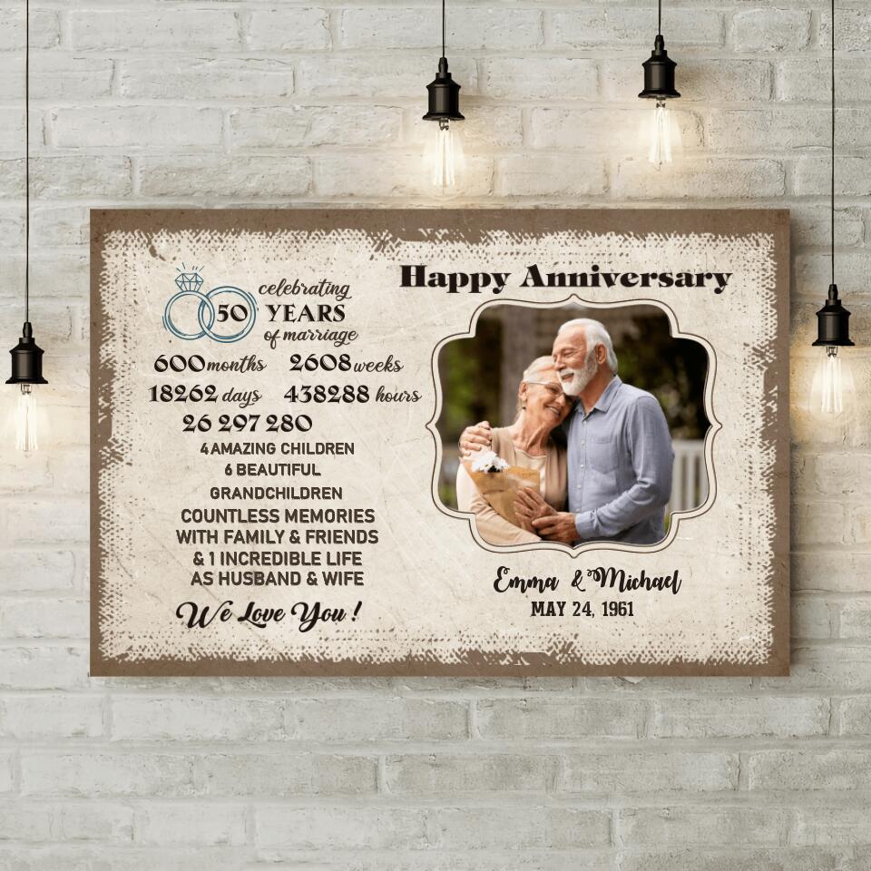 Celebrating 50 Years Of Marriage Custom Canvas Poster 50th Anniversary Gift For Couples - Image 5