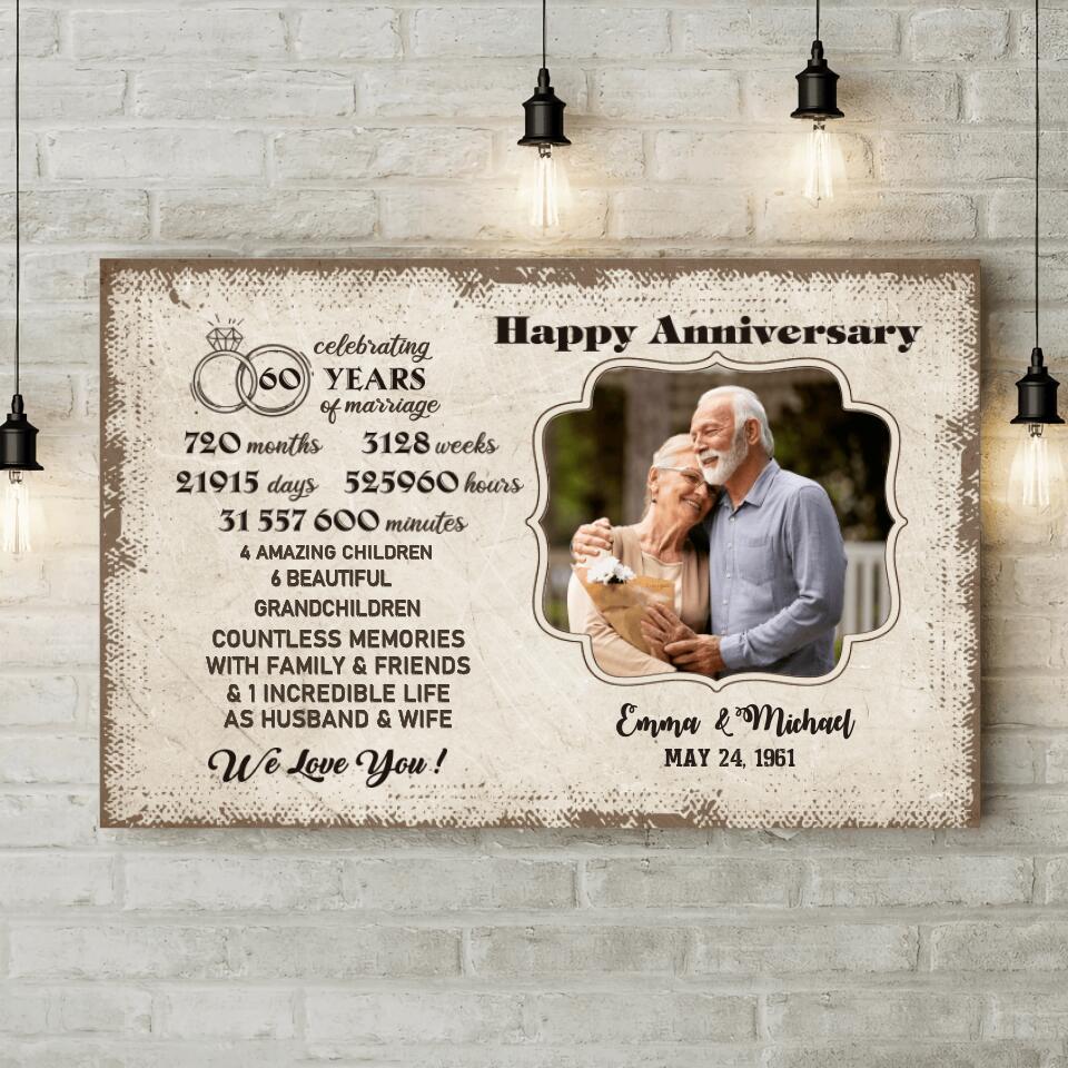 Celebrating 60 Years Of Marriage Custom Canvas Poster 60th Anniversary Gift For Couples - Image 4