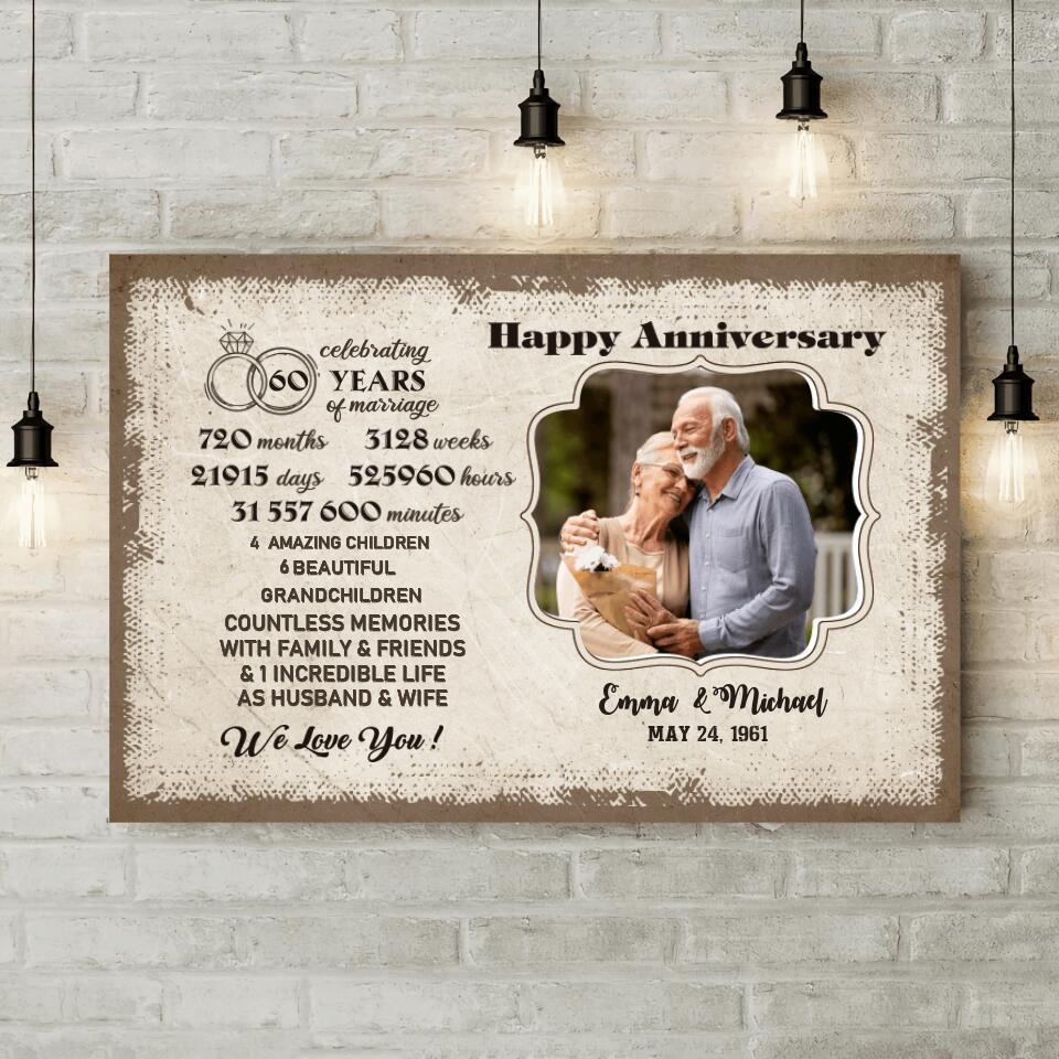 Celebrating 60 Years Of Marriage Custom Canvas Poster 60th Anniversary Gift For Couples - Image 6