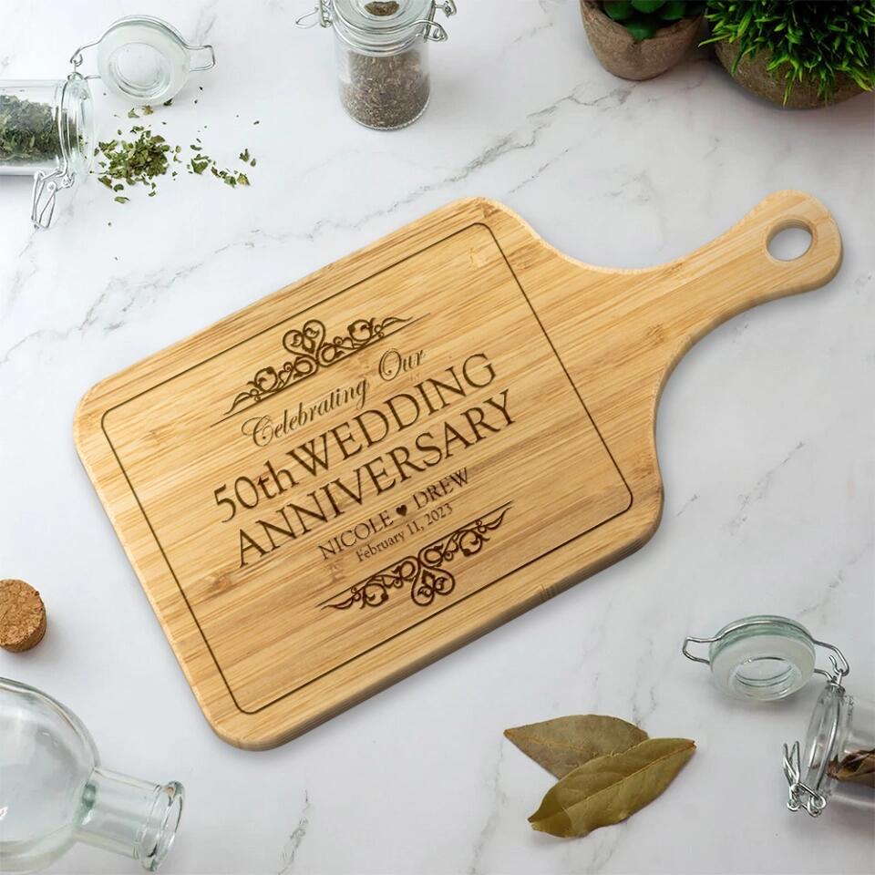 Celebrating Our 50th Wedding Anniversary - Personlized Wood Cutting Board - 50 Years Anniversary Gift - Image 4