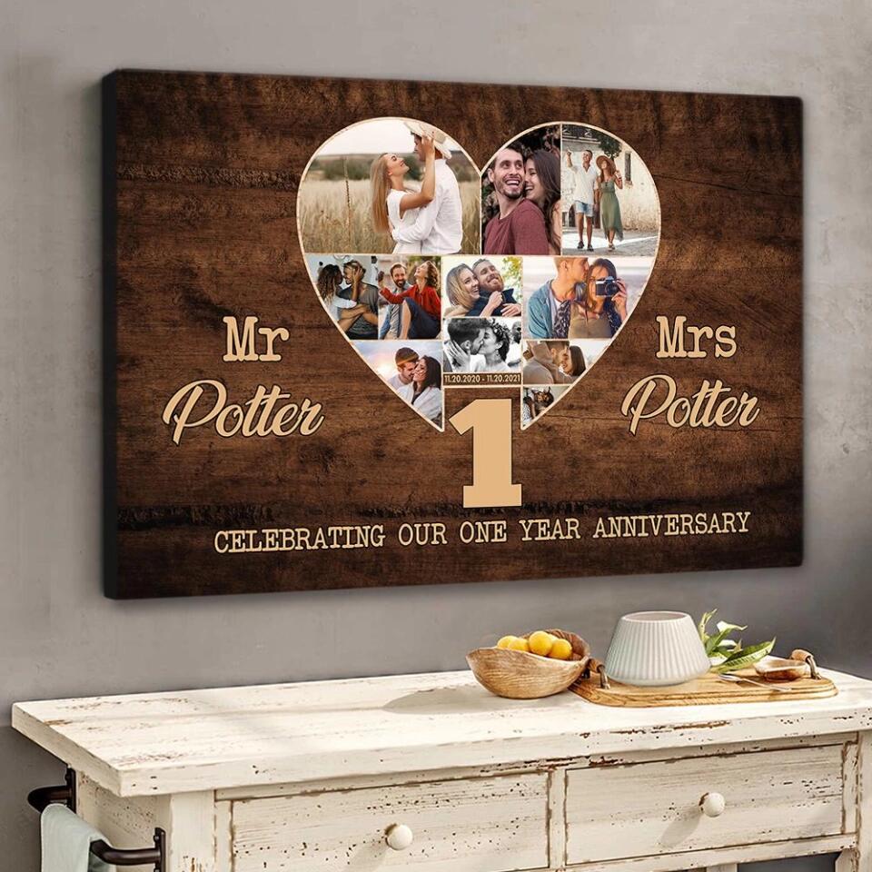 Celebrating Our One Year Anniversary Custom Canvas Poster Anniversary Gift For Couple - Image 4