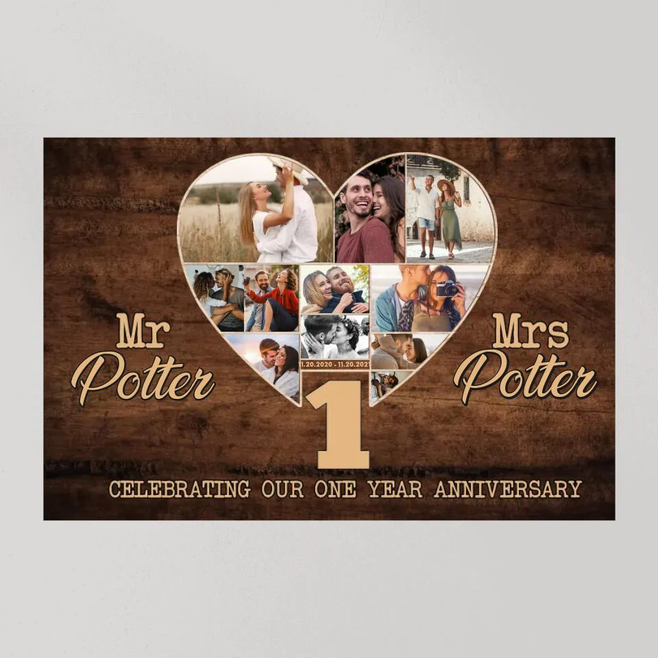 Celebrating Our One Year Anniversary Custom Canvas Poster Anniversary Gift For Couple - Image 6