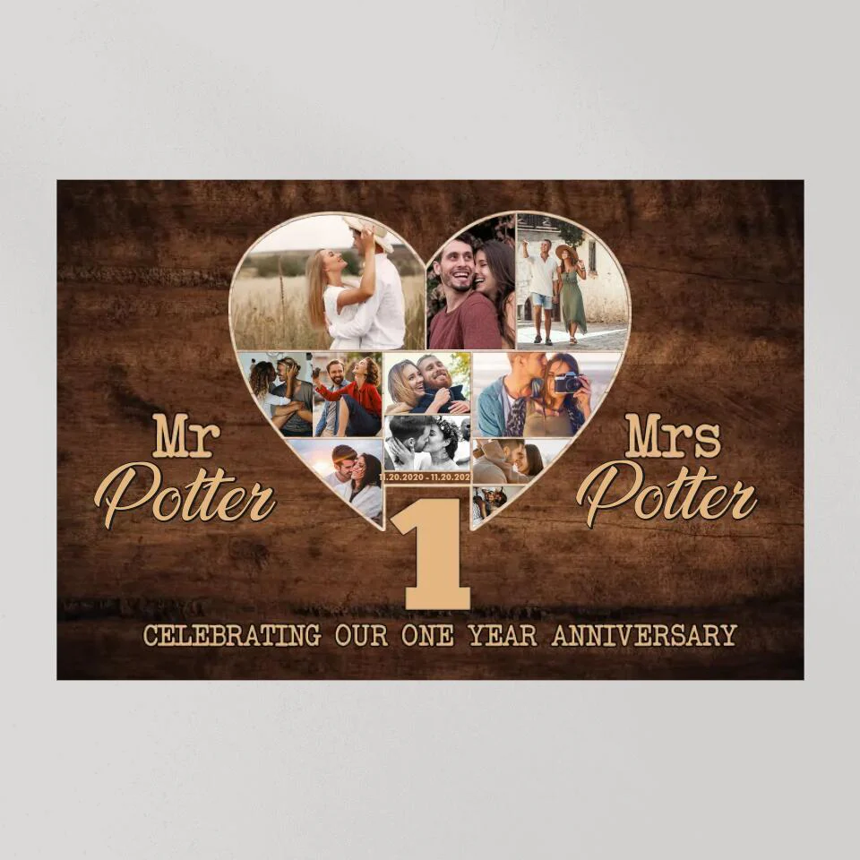 Celebrating Our One Year Anniversary Custom Canvas Poster Anniversary Gift For Couple - Image 8