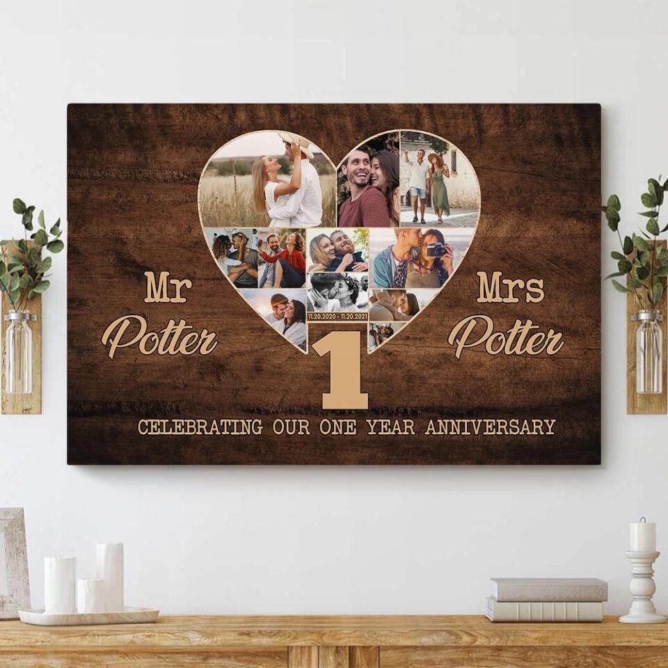 Celebrating Our One Year Anniversary Custom Canvas Poster Anniversary Gift For Couple - Image 9