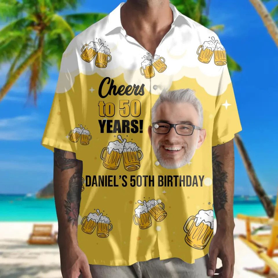 Cheers to 50 Years 50th Birthday Personalized Hawaii Shirt - Image 2