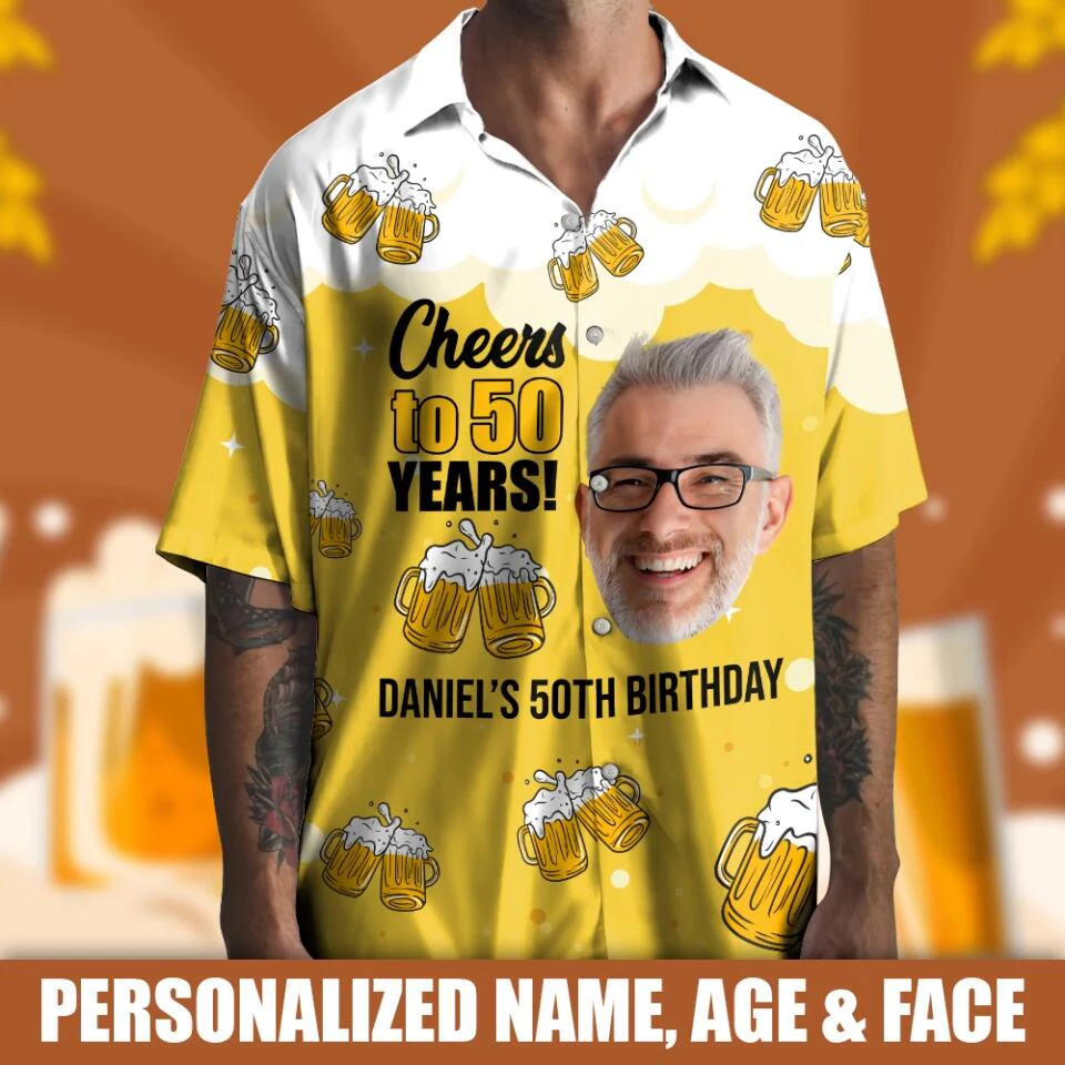 Cheers to 50 Years 50th Birthday Personalized Hawaii Shirt - Image 4
