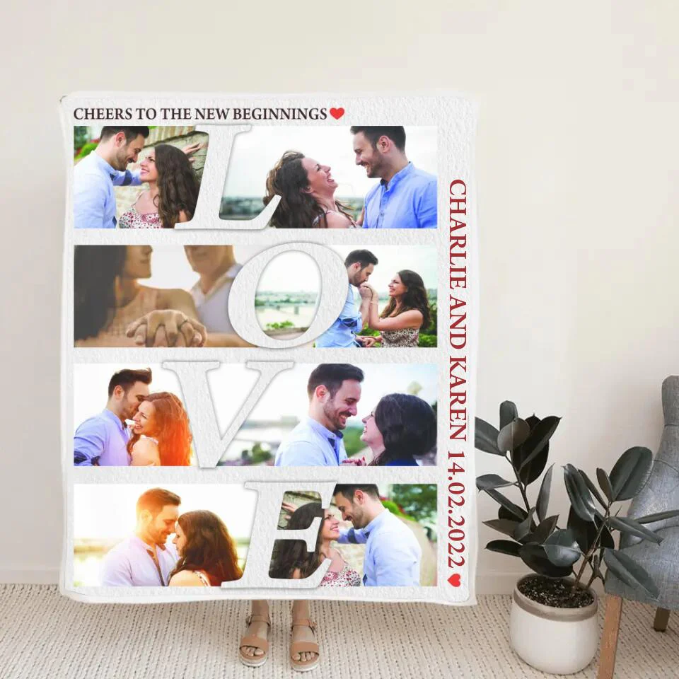 Cheers To The New Beginnings - Personalized Blanket Customizable Photos - Best Gifts For Couple Him Her Parents ON Christmas Anniversary Valentine Birthday -  210IHPUNBL390 - Image 4