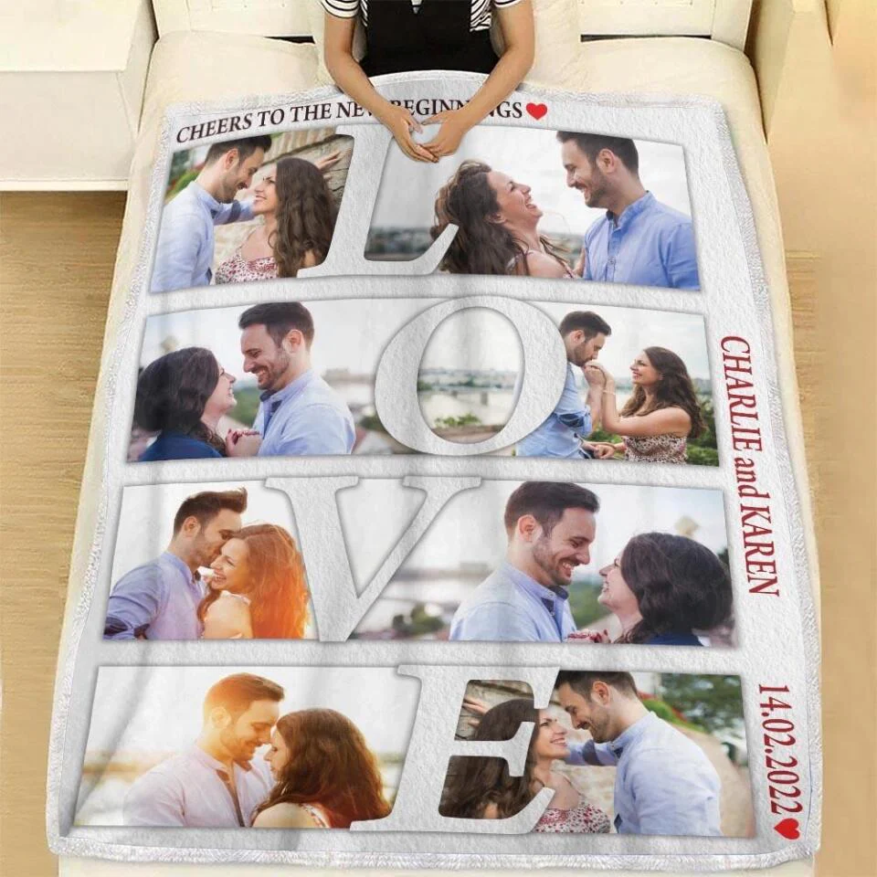 Cheers To The New Beginnings - Personalized Blanket Customizable Photos - Best Gifts For Couple Him Her Parents ON Christmas Anniversary Valentine Birthday -  210IHPUNBL390 - Image 5