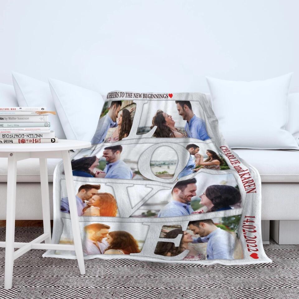 Cheers To The New Beginnings - Personalized Blanket Customizable Photos - Best Gifts For Couple Him Her Parents ON Christmas Anniversary Valentine Birthday -  210IHPUNBL390 - Image 6
