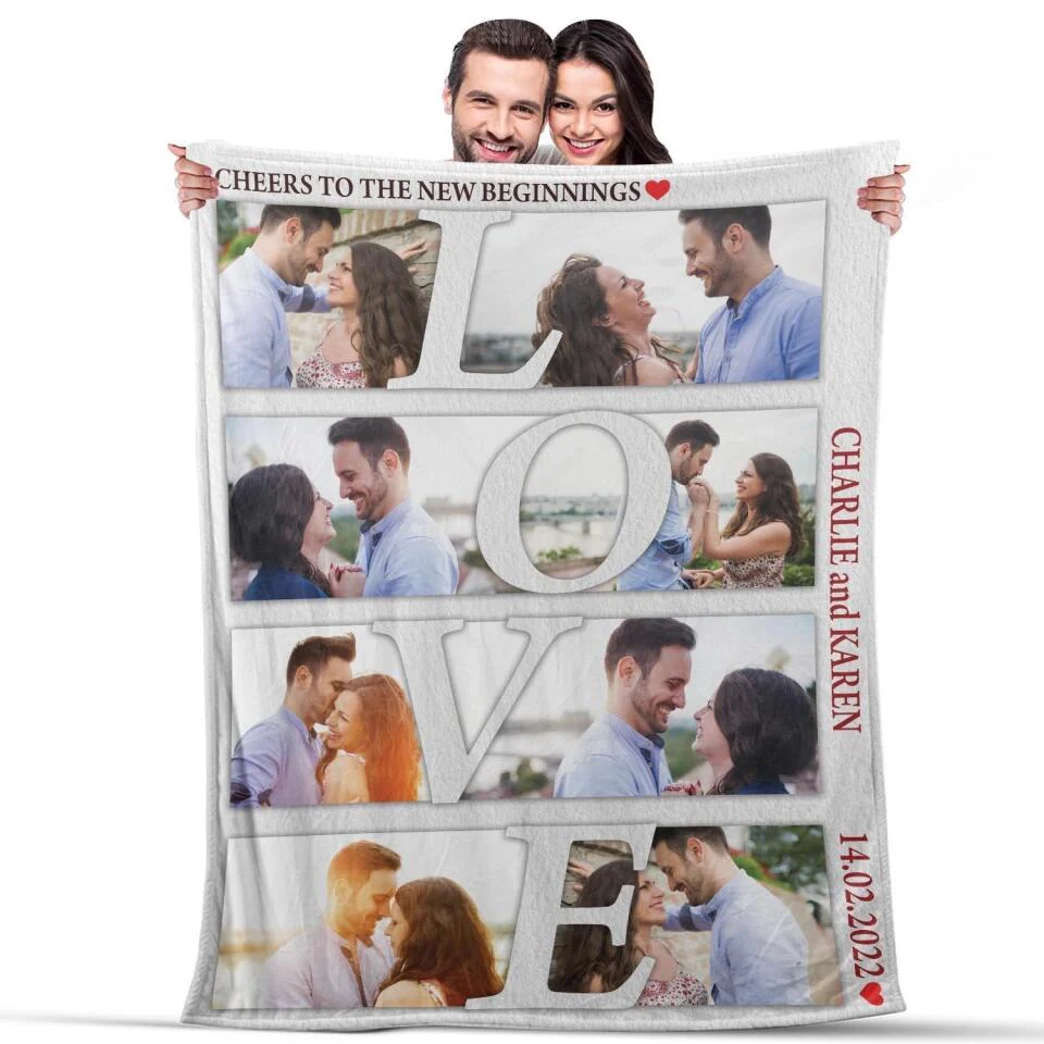 Cheers To The New Beginnings - Personalized Blanket Customizable Photos - Best Gifts For Couple Him Her Parents ON Christmas Anniversary Valentine Birthday -  210IHPUNBL390 - Image 7