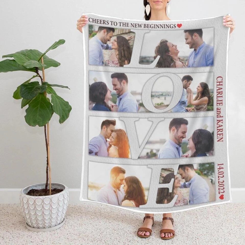 Cheers To The New Beginnings - Personalized Blanket Customizable Photos - Best Gifts For Couple Him Her Parents ON Christmas Anniversary Valentine Birthday -  210IHPUNBL390 - Image 8