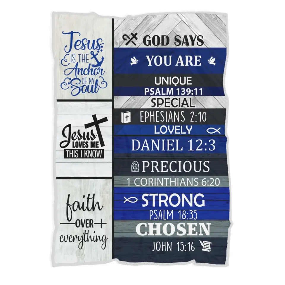 Christian Bible Verses - God Say You Are Unique Special Lovely Strong Chosen - Faith Over Everything - Blanket - Christian Gift for Beloved - Gift for Jesus Lovers - Confirmed in Christ Gifts - 305ICNLNBL597 - Image 5