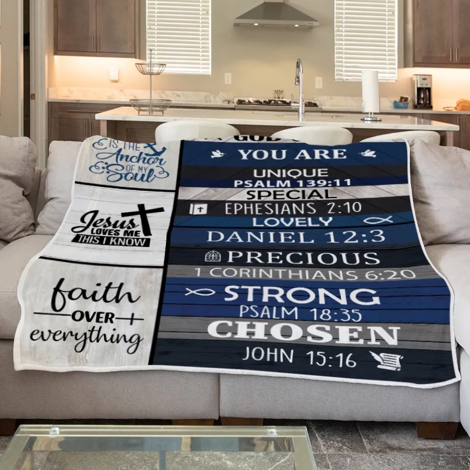 Christian Bible Verses - God Say You Are Unique Special Lovely Strong Chosen - Faith Over Everything - Blanket - Christian Gift for Beloved - Gift for Jesus Lovers - Confirmed in Christ Gifts - 305ICNLNBL597 - Image 8