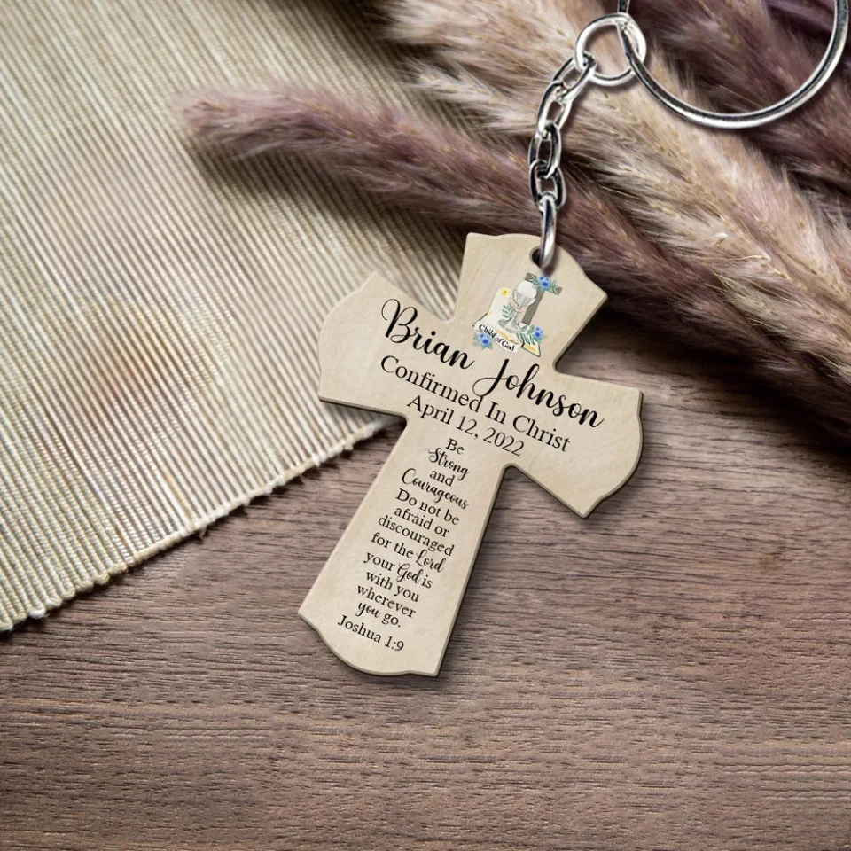 Christian Cross Keychain - Personalized Name Keychain - Confirmed in Christ - Gift for Friends, Family - Image 3