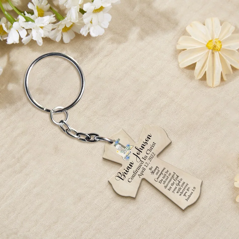 Christian Cross Keychain - Personalized Name Keychain - Confirmed in Christ - Gift for Friends, Family - Image 4