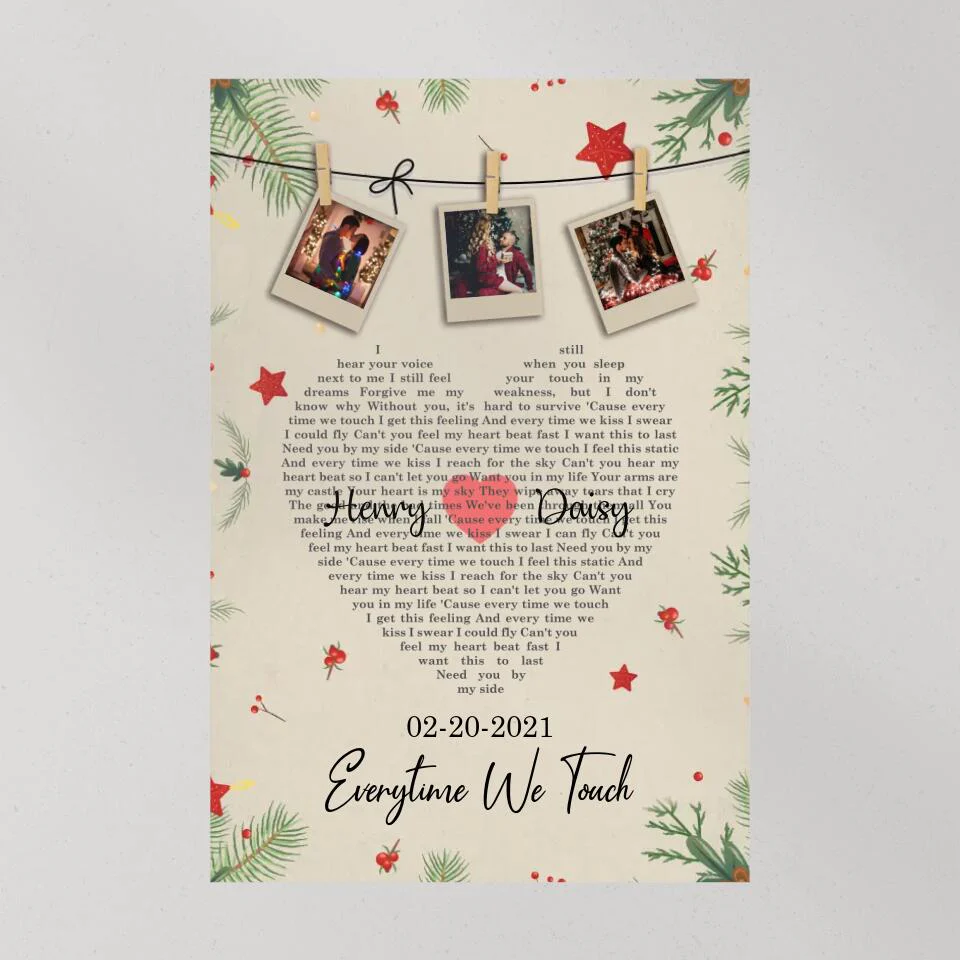 Christmas Decor Photo And Favorite Song Lyrics Custom Canvas Poster Christmas Gift For Couples - Image 10
