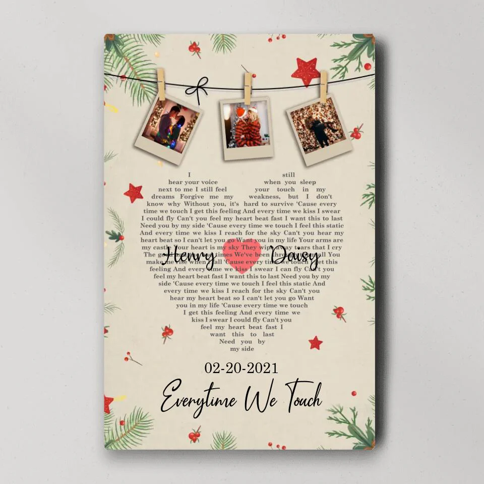 Christmas Decor Photo And Favorite Song Lyrics Custom Canvas Poster Christmas Gift For Couples - Image 2