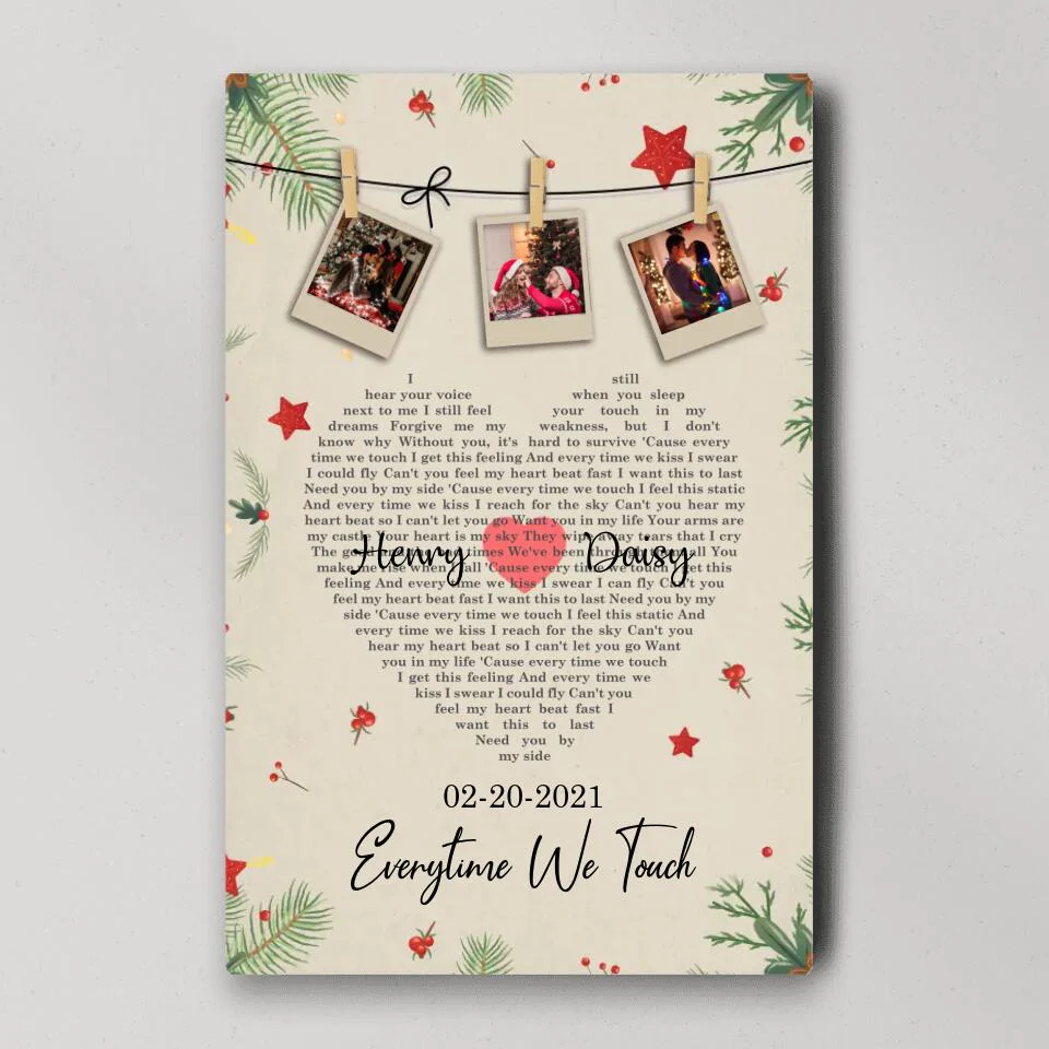 Christmas Decor Photo And Favorite Song Lyrics Custom Canvas Poster Christmas Gift For Couples - Image 3