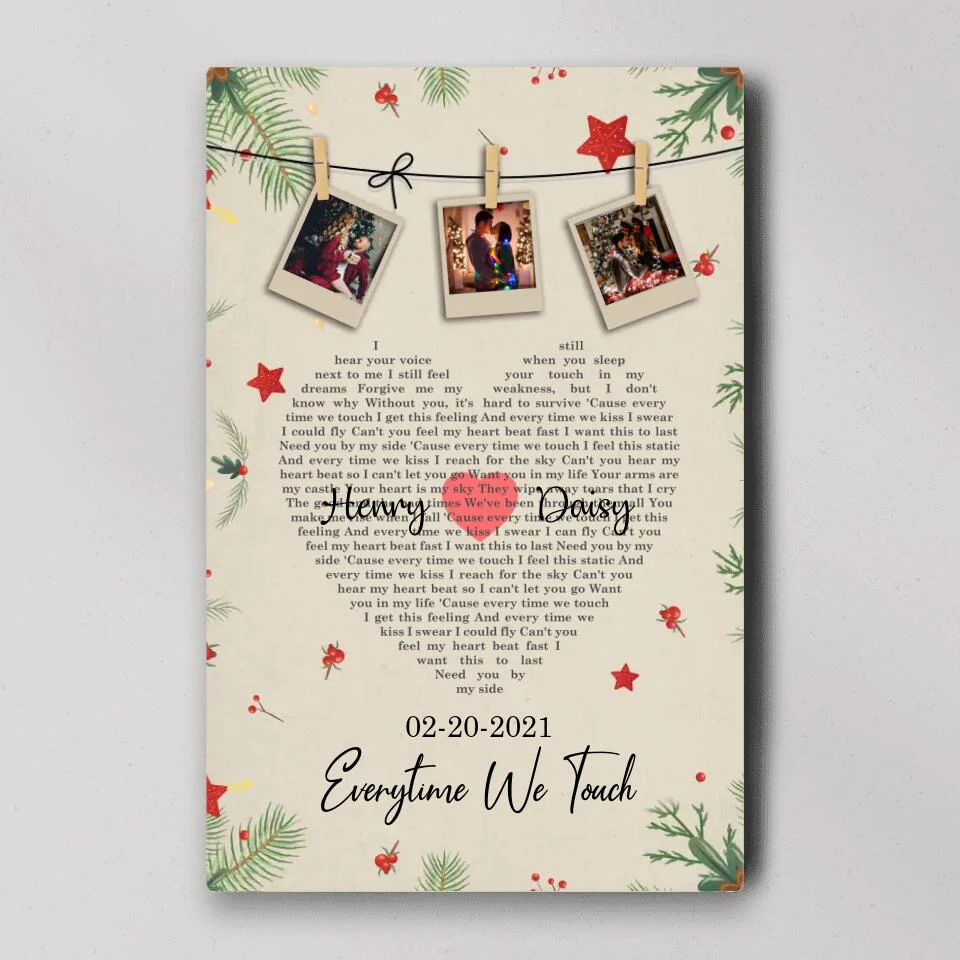 Christmas Decor Photo And Favorite Song Lyrics Custom Canvas Poster Christmas Gift For Couples - Image 4