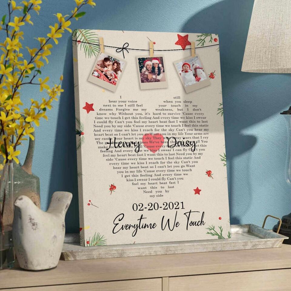Christmas Decor Photo And Favorite Song Lyrics Custom Canvas Poster Christmas Gift For Couples - Image 5