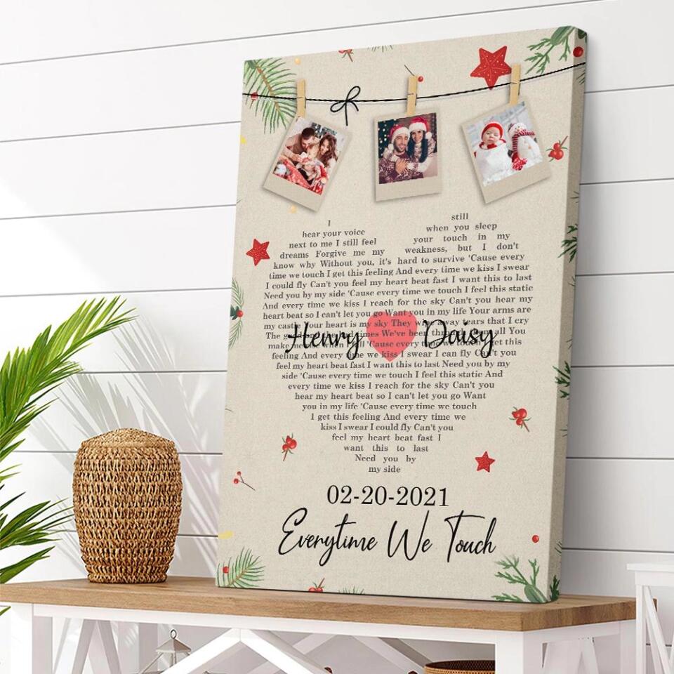 Christmas Decor Photo And Favorite Song Lyrics Custom Canvas Poster Christmas Gift For Couples - Image 6