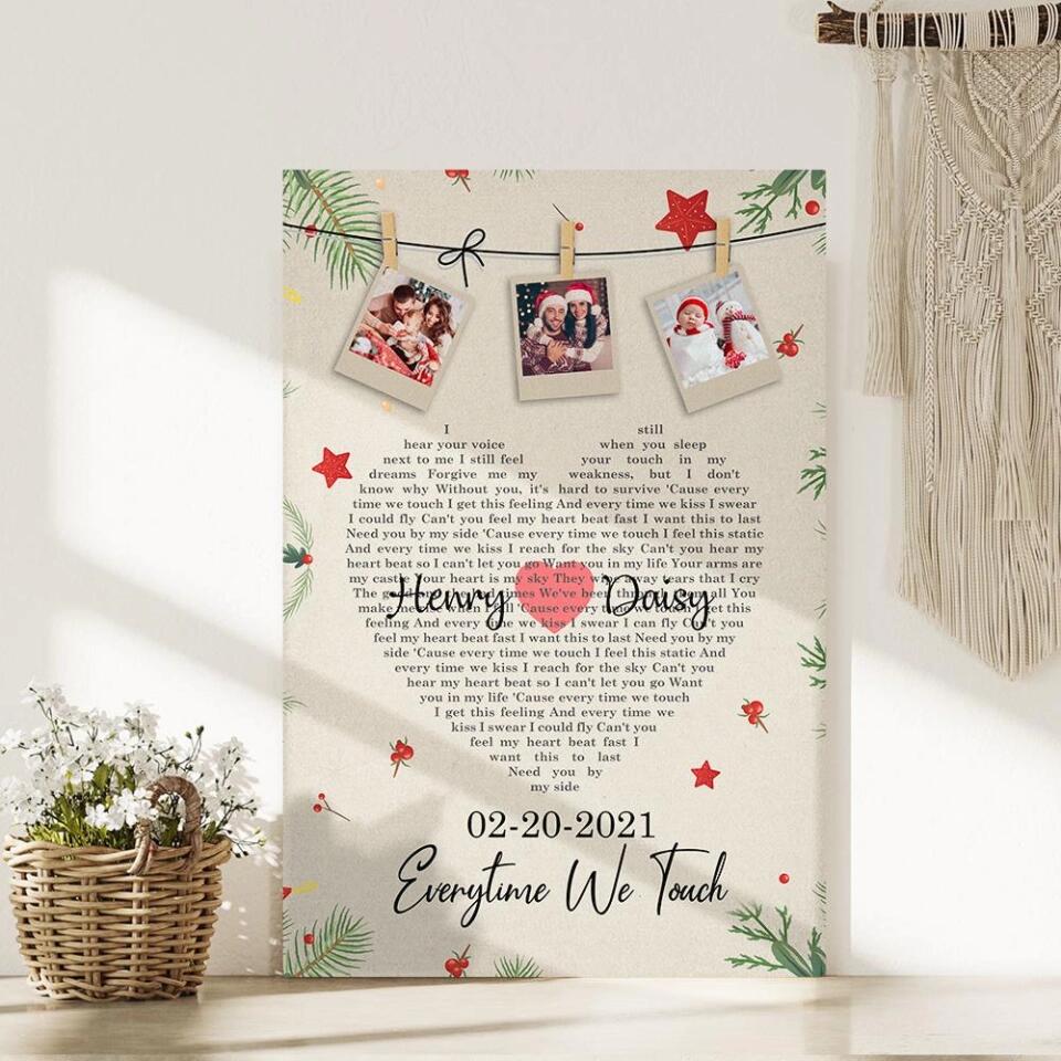 Christmas Decor Photo And Favorite Song Lyrics Custom Canvas Poster Christmas Gift For Couples - Image 7