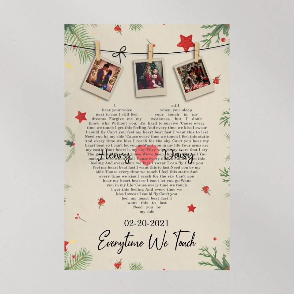 Christmas Decor Photo And Favorite Song Lyrics Custom Canvas Poster Christmas Gift For Couples - Image 8