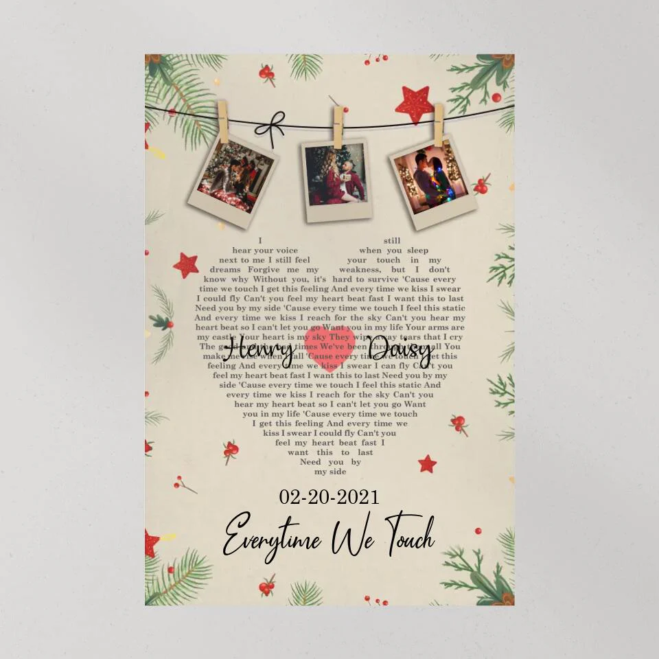 Christmas Decor Photo And Favorite Song Lyrics Custom Canvas Poster Christmas Gift For Couples - Image 9