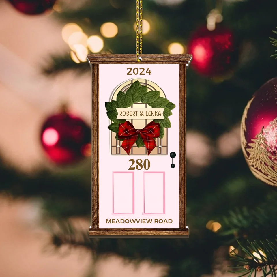 Christmas Fairy Door - Housewarming Gifts - Custom Wooden Ornament - Christmas Gift For Family, Newly Married Couples