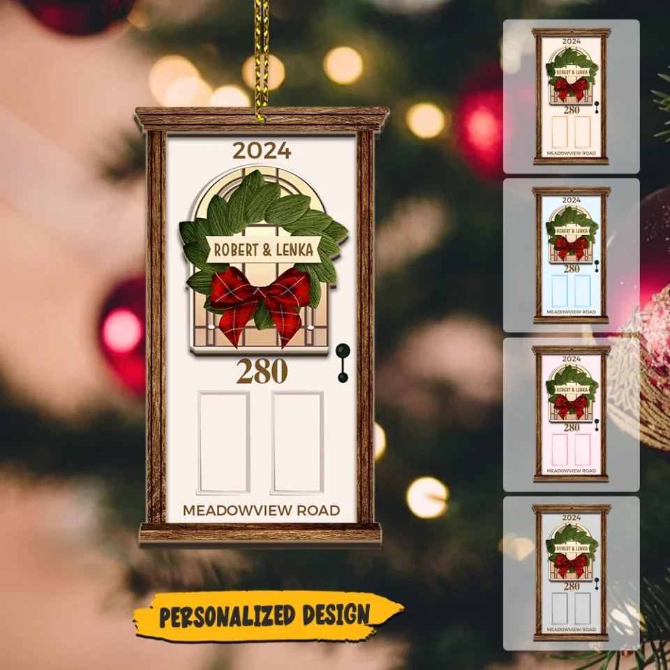 Christmas Fairy Door - Housewarming Gifts - Custom Wooden Ornament - Christmas Gift For Family, Newly Married Couples - Image 2