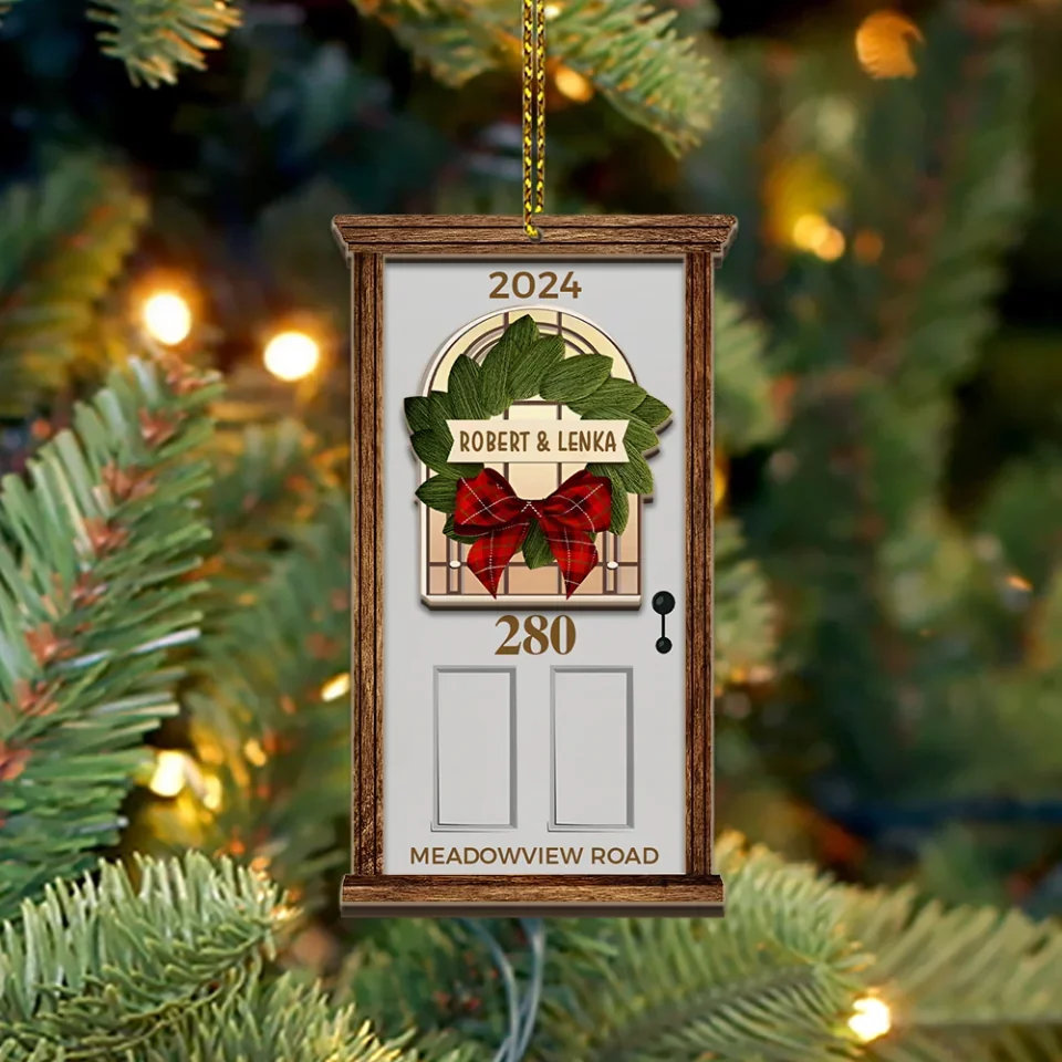 Christmas Fairy Door - Housewarming Gifts - Custom Wooden Ornament - Christmas Gift For Family, Newly Married Couples - Image 3