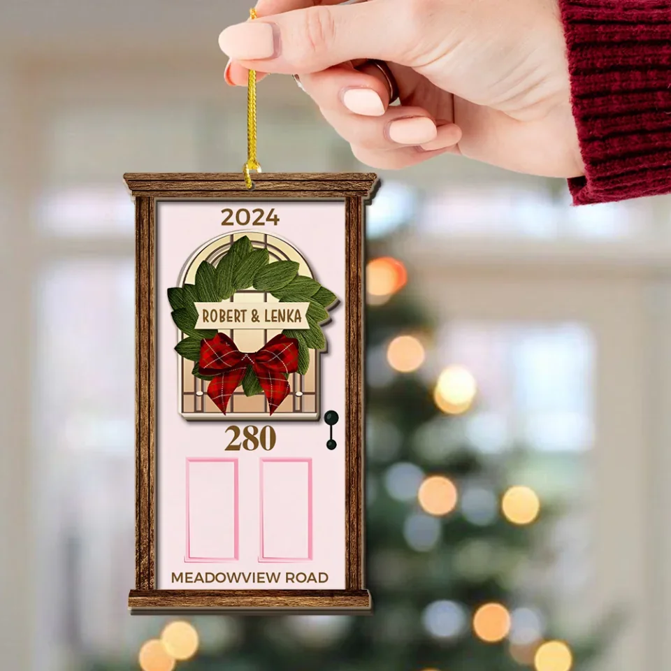Christmas Fairy Door - Housewarming Gifts - Custom Wooden Ornament - Christmas Gift For Family, Newly Married Couples - Image 4