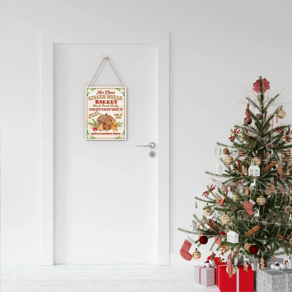 Christmas Gingerbread Bakery Sign - Winter Decoration - Rustic Hanging Plaque - Wall Decor for Farmhouse Home Kitchen - Image 5