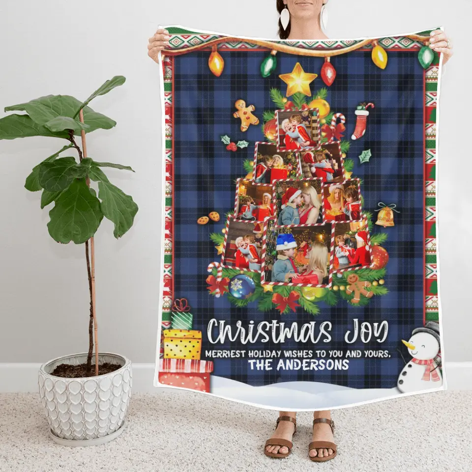 Christmas Joy Meriest Holiday Wishes To You And Yours - Personalized Upload Photo Blanket - Best Gift For Your Kids/Son/Grandchildren On Christmas - 210IHNUNBL722 - Image 3