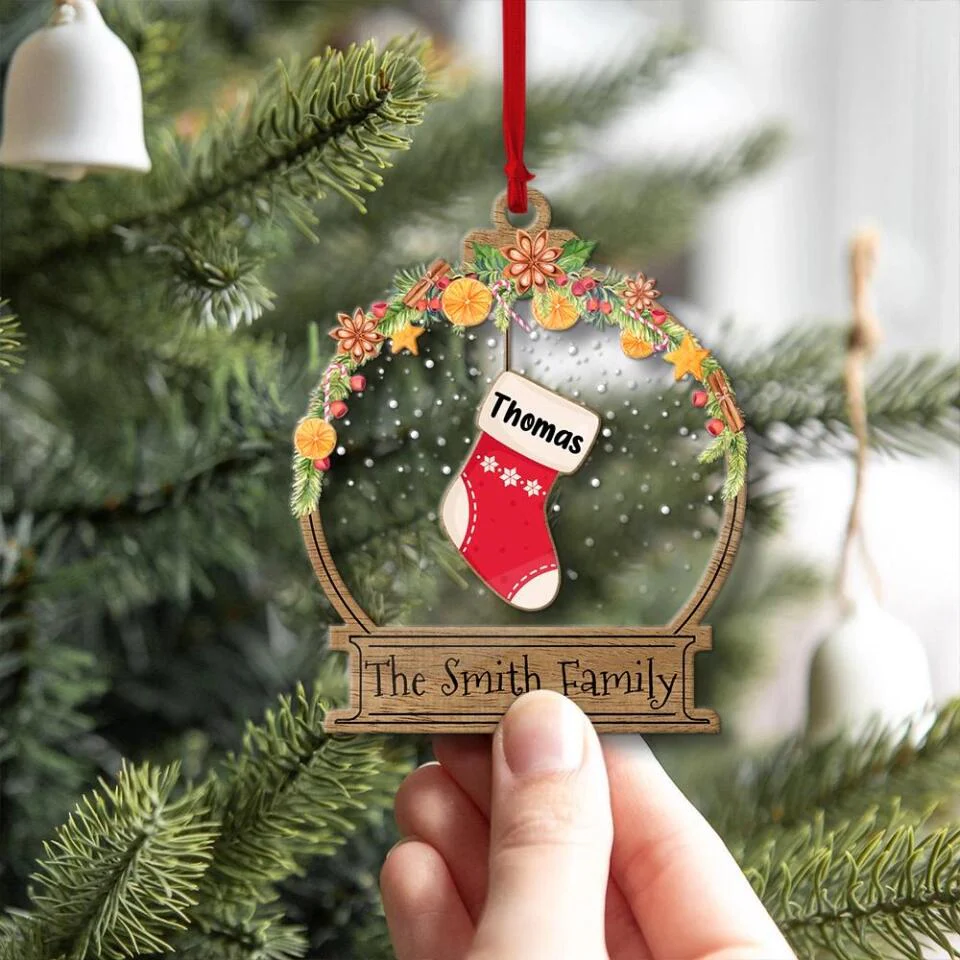 Christmas Laurel Wreath And Socks - Housewarming Gifts - Custom Ornament - Christmas Gift - Image 5