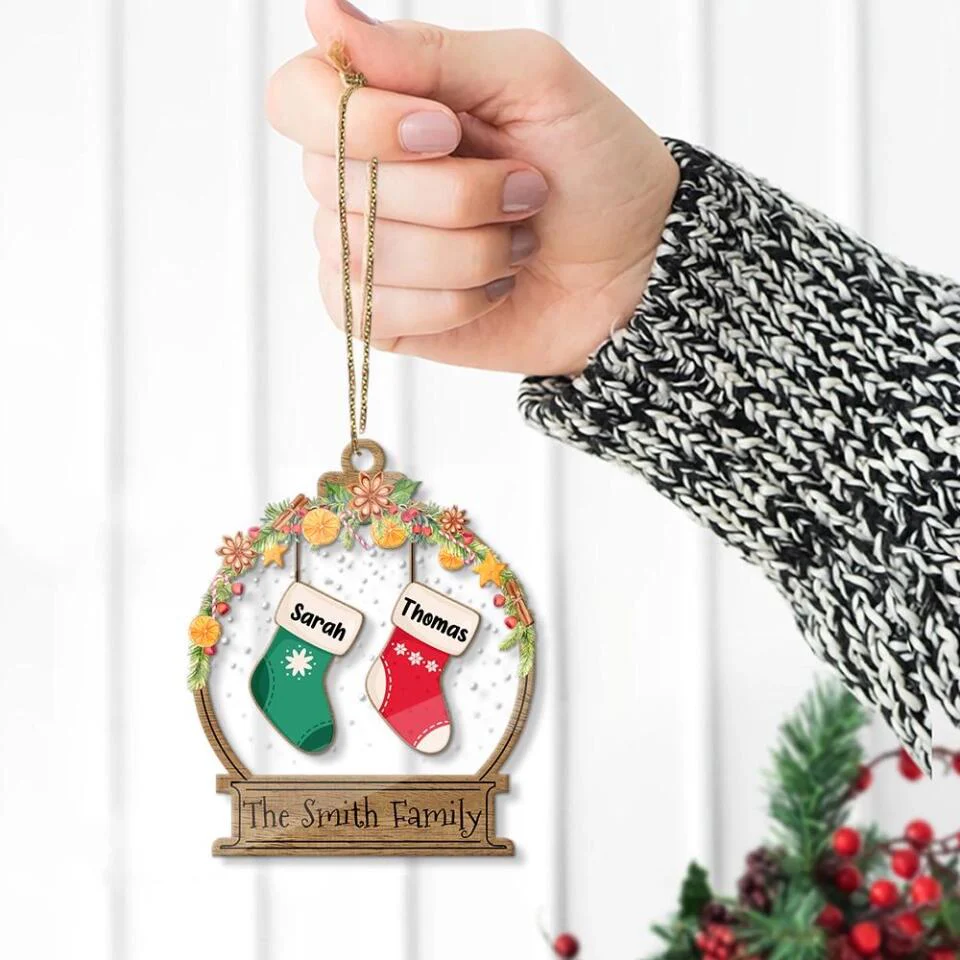 Christmas Laurel Wreath And Socks - Housewarming Gifts - Custom Ornament - Christmas Gift - Image 8