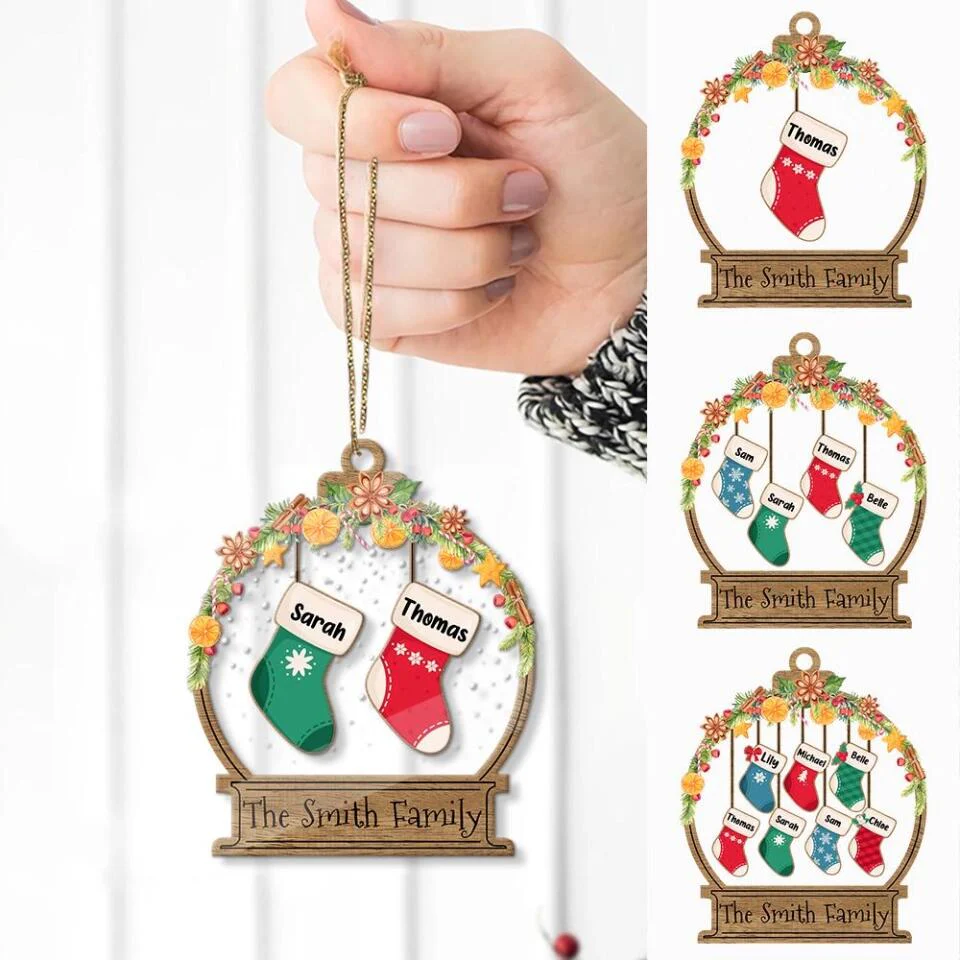 Christmas Laurel Wreath And Socks - Housewarming Gifts - Custom Ornament - Christmas Gift - Image 9