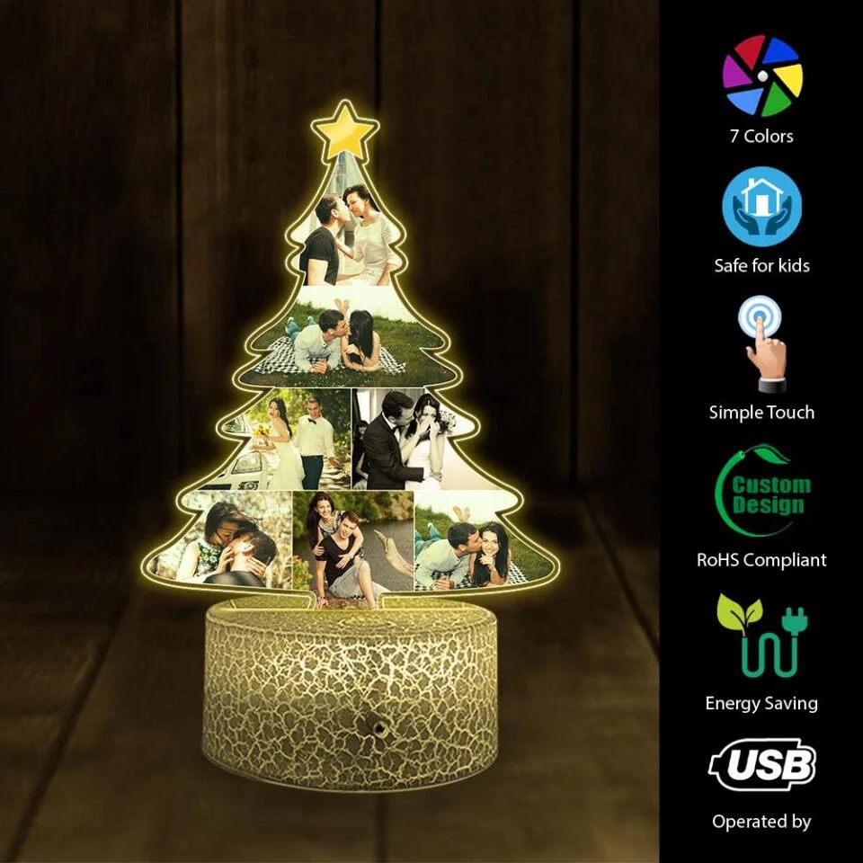 Couple Photo Christmas Tree Personalized Night Light - Image 7