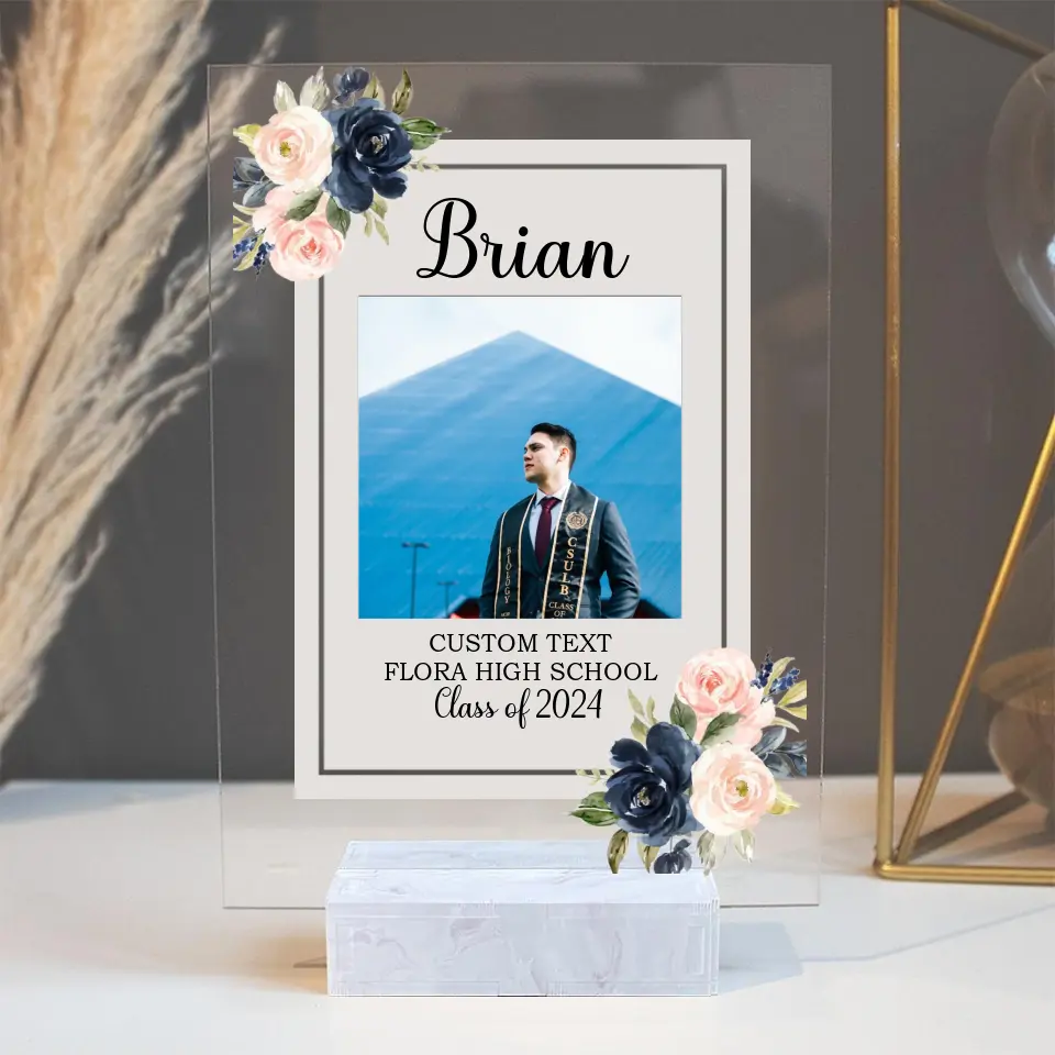 Class Of 2025 Photo Graduation Acrylic Plaque With Wood Stand - Custom Photo And Text - Best Graduation Gifts | 211IHPNPAP513 - Image 3