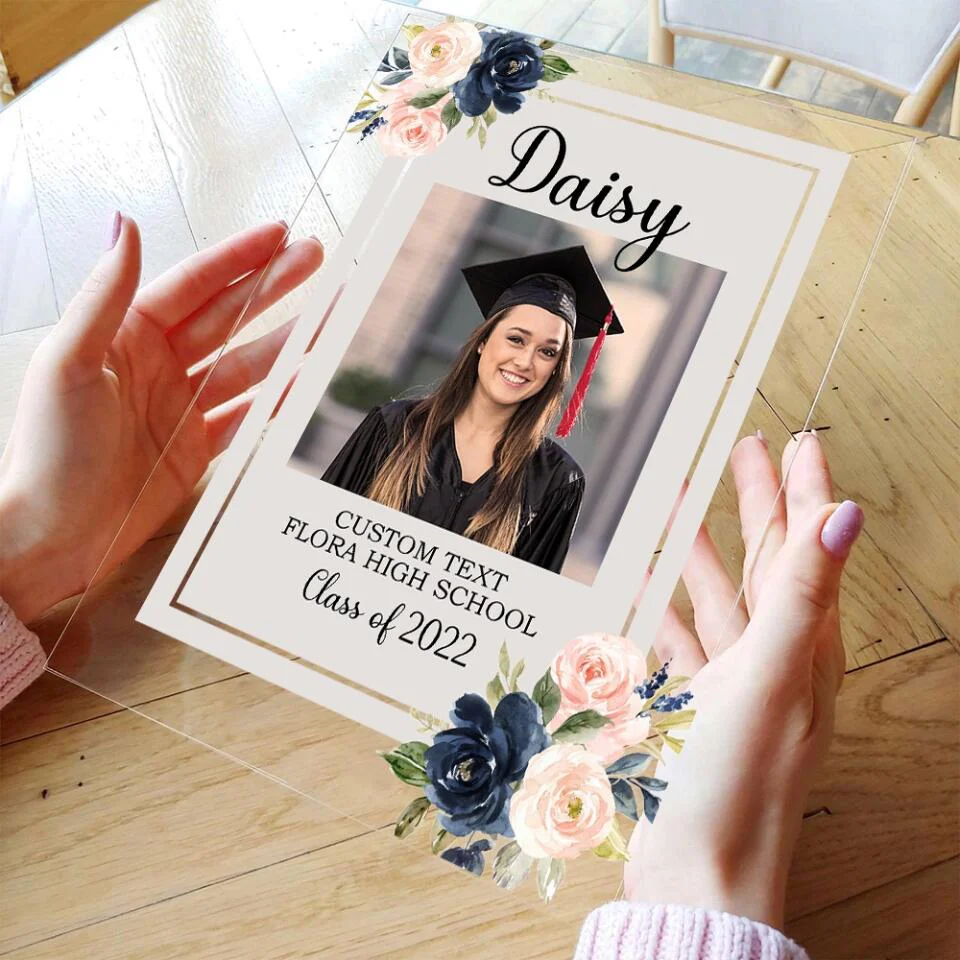 Class Of 2025 Photo Graduation Acrylic Plaque With Wood Stand - Custom Photo And Text - Best Graduation Gifts | 211IHPNPAP513 - Image 6