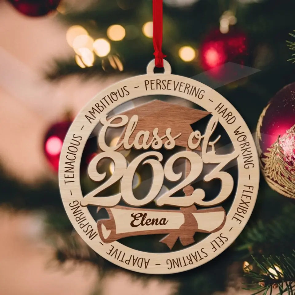 Class Of 2025 Ambitious Persevering Hard Working Flexible - Custom Name Wooden Ornament - Graduation Gifts | 306IHPNPOR627 - Image 5