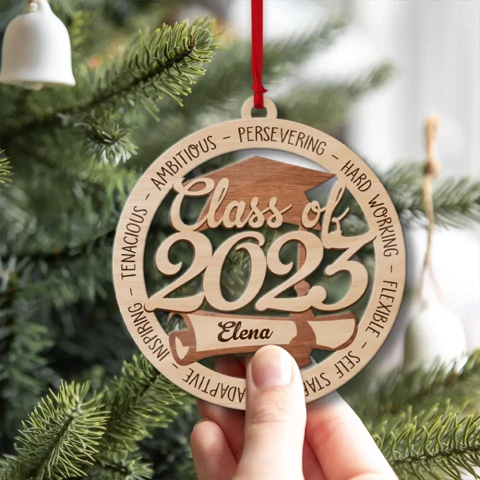 Class Of 2025 Ambitious Persevering Hard Working Flexible - Custom Name Wooden Ornament - Graduation Gifts | 306IHPNPOR627 - Image 7