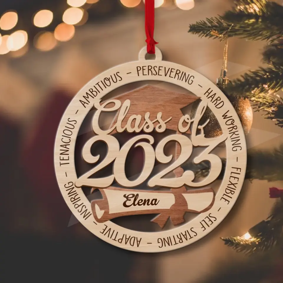 Class Of 2025 Ambitious Persevering Hard Working Flexible - Custom Name Wooden Ornament - Graduation Gifts | 306IHPNPOR627 - Image 8