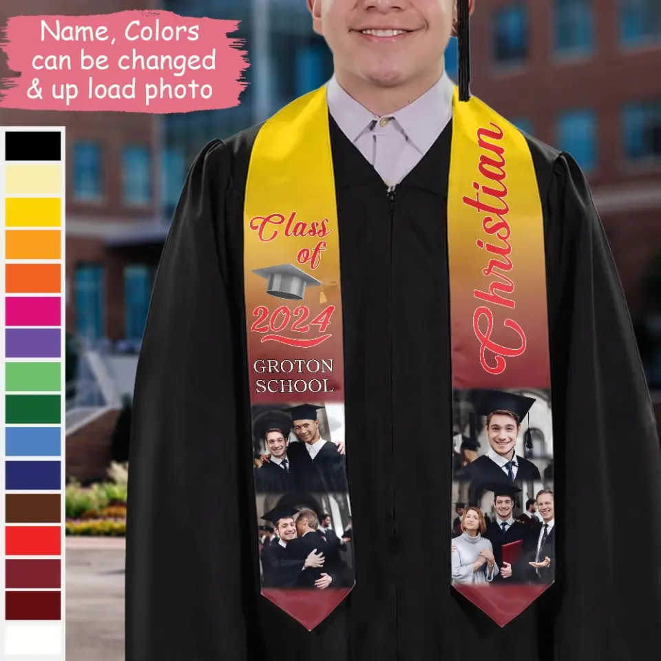 Class of 2025 - Custom Photo Stoles Sash - Graduation Gift For Daughter, Son or College Friends - Image 3