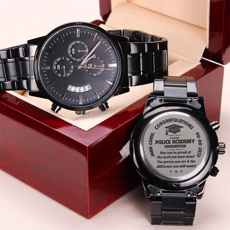 Congratulation on Your Academy Graduation - Personalized Name & Date - Custom Academy's Name - Men's Watch - Engraved Watch - Graduation Gift - for Seniors - 303ICNNPWA325 - Image 5