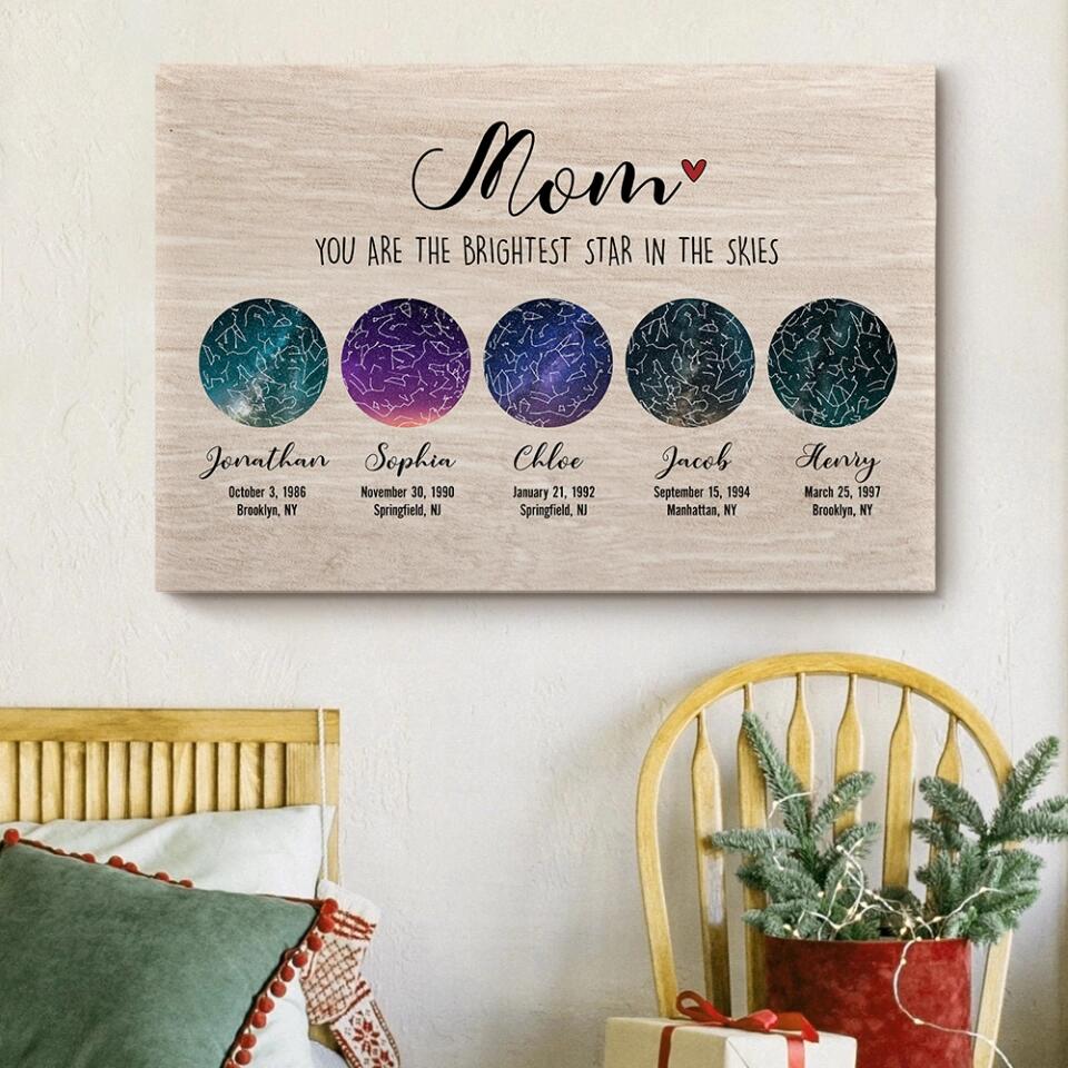 Constellation Night Sky Chart Custom Star Map Canvas Poster Birthday Gift For Mom - Image 6