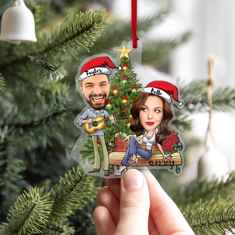 Couple on Christmas - Our First Christmas - Personalized Faces & Names - Custom Face Ornament - Christmas Gift for Her Him - Hanging Decor - Image 7