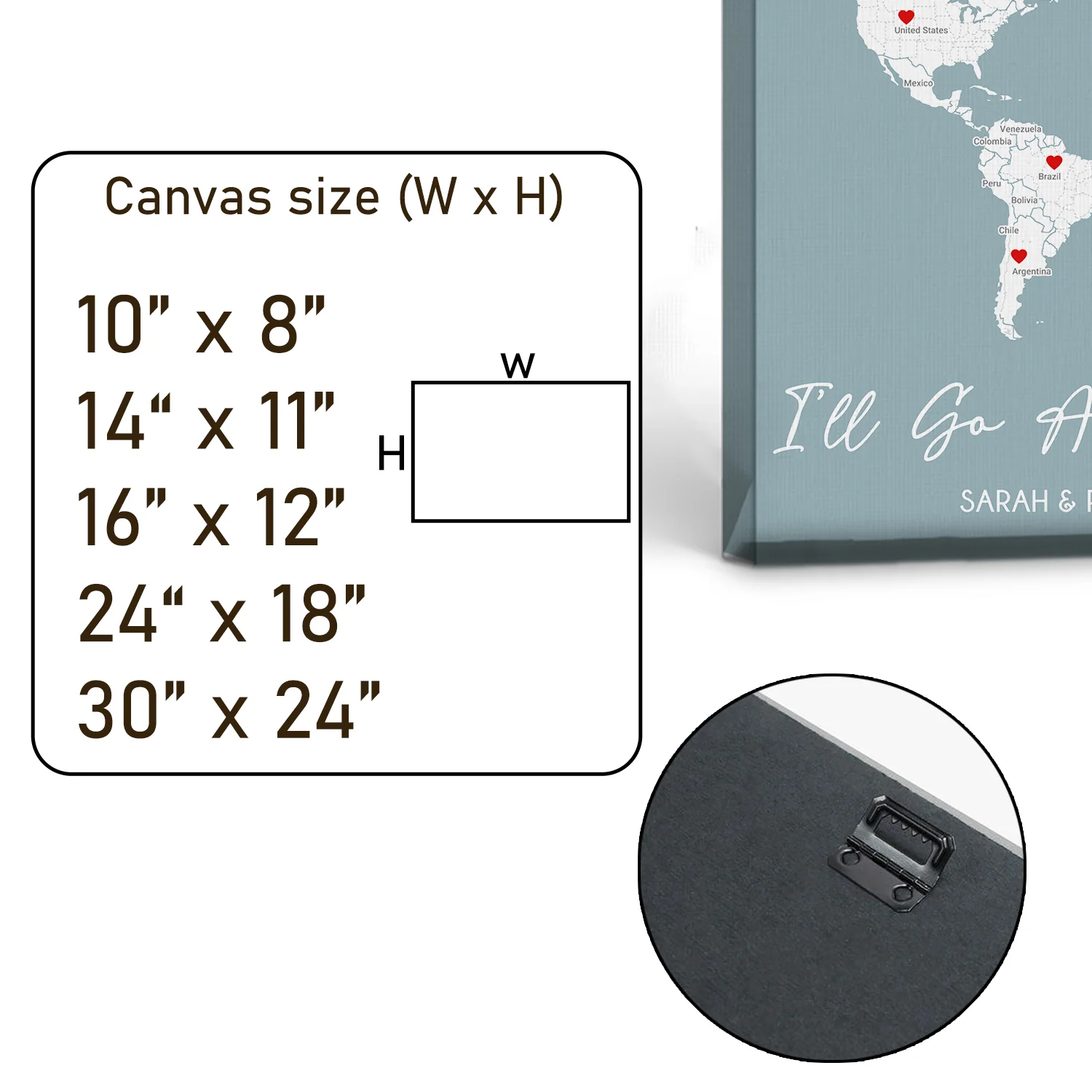 Couples Travel Map Customized Name - Personalized Canvas Prints - Image 4
